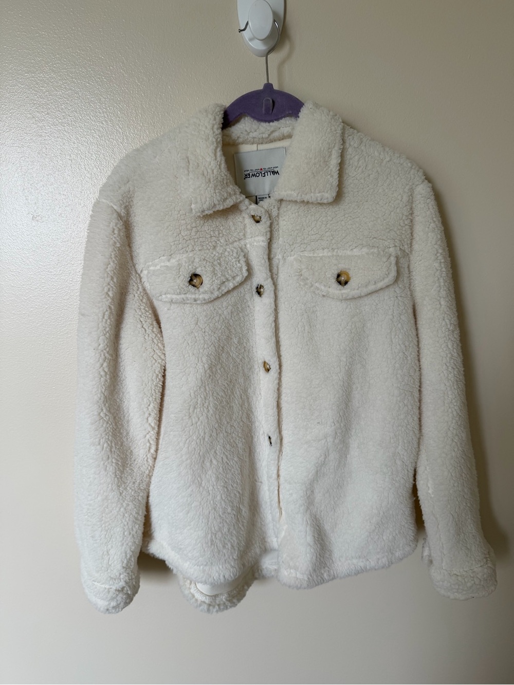 WALLFLOWER Cream Sherpa Button Front Jacket